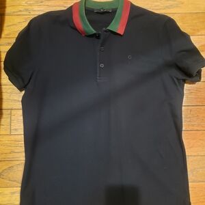 Gucci Black Polo with Red and Green Collar